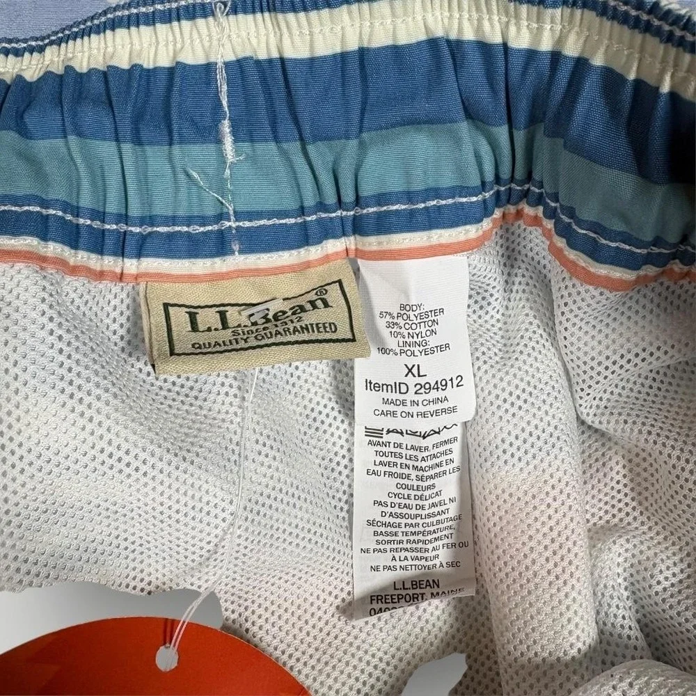 LL Bean Swim Shorts Mens XL Multicolor Stripe SunSmart UPF 50+‎ Trunks Quick Dry